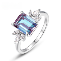 wholesale S925 Sterling Silver Gold-Plated Cross-Border New Trendy Creative Cultivated Alexandrite Ring, Simple and Stylish-Alexandrite>US8#