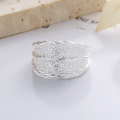 wholesale S925 Sterling Silver European and American Cross-Border Minimalist Style Textured Wide Adjustable Statement Ring-0-1