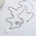 wholesale Metal: S925 Sterling Silver Round Pendant Letter Necklace Korean Style Women's Ins Trendy Personality Retro Versatile Thai Silver Hip-hop Sweater Chain-0-1