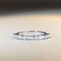 wholesale 925 Sterling Silver Stacking Ring Minimalist Versatile Ins Style with Small Diamond Cut Green Cubic Zirconia Step-Cut Emerald Ring for Women Wholesale-White Diamond-CBJZ168>9