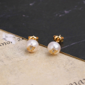 wholesale S925 silver plated 14k gold French vintage minimalist luxury pearl/black onyx earrings-0-5