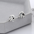 wholesale S925 Sterling Silver Retro Vintage Handmade Braided Stud Earrings, Unisex Trendy Versatile Street Style-0-2