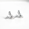 wholesale S925 Sterling Silver Deer Head Elk Minimalist Ear Studs Unisex Korean Style Cool Earrings-0-3