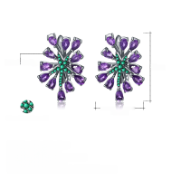 wholesale 925 Silver Designer Natural Amethyst Earrings, Starry Sky Sparkle High-End Banquet Jewelry Earrings-Natural amethyst earrings