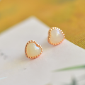 wholesale 925 silver rose gold plated tassel-style commuter earrings with cute, fresh, and sweet heart-shaped Hetian jade and white jade stones-0-5