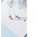 wholesale S925 Sterling Silver Star Necklace Women Korean Style Small Fresh Inlaid Diamond Five-Pointed Star Short Pendant Collarbone Chain D4854-0-3