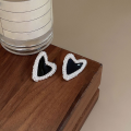 wholesale S925 silver French chic black dripping glaze heart-shaped earrings, women's Korean stall new stock earrings-0-0