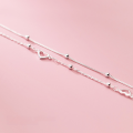 wholesale Metal Material: S925 Silver Double-Layer Heart Bracelet, Japanese and Korean Style Round Bead Pearl, Best Friend Matching Sweet Accessory S4368-0-3