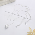 wholesale S925 Silver Fashion Korean Japanese Ins Style Brushed Heart Pendant Matte Texture Simple Elegant Collarbone Necklace-0-2