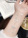 wholesale 999 Pure Silver Butterfly Tassel Four-Leaf Clover Necklace for Women, Small Batch Design, High-End Feel, Light Luxury Collarbone Chain, Gift for Girlfriend-0-38