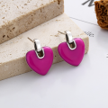 wholesale S925 Sterling Silver Korean-style Creative Trendy Heart-shaped Resin Enamel Fashion Playful Color-blocking Versatile Earrings-0-1