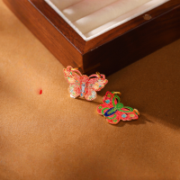 wholesale Sterling silver gold-plated enamel colored beads for DIY handmade beaded necklace spacer jewelry accessories-Burnt Blue Butterfly