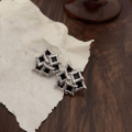 wholesale S925 Sterling Silver Unique Design Black Lava Square Patchwork Stud Earrings for Women, Personalized Fashion Niche Earrings-0-3