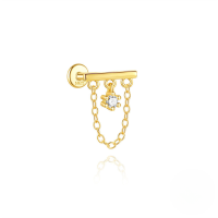 wholesale S925 Sterling Silver Zircon-studded Fringe Flat Helix Cartilage Earrings, Popular In Europe And America, High-end Opal Jewelry-Single gold #16