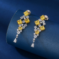 wholesale S925 Sterling Silver Thick Gold Plated Earrings with Yellow Gemstone, Women's Autumn Winter New Ear Studs Wholesale Factory-0-3