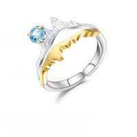 wholesale S925 Silver Designer Gemstone Adjustable Open Ring with Natural Style Topaz-Natural rose pomegranate ring Adjustable opening