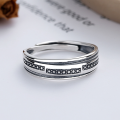 wholesale S925 Sterling Silver Retro Vintage Ins Minimalist Geometric Ring Unisex Stackable Band-0-1