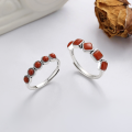 wholesale S925 Silver Retro Trendy Nanhong Agate Elegant and Personalized Creative Hong Kong Style Openable Ring for Women-0-0