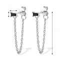 wholesale S925 Sterling Silver Tassel Earrings with Square Zirconia Chain, Minimalist Design in Multiple Colors-0-11