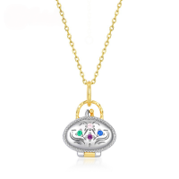 wholesale S925 Sterling Silver Dual-Tone Plated Vintage Pattern Scented Pendant Necklace for Women, Collarbone Chain, Unique Elegant Accessory-Pendant without chain 925 silver