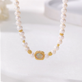 wholesale S925 Sterling Silver Moonstone Natural Freshwater Pearl Necklace for Women, French Retro Oval Pendant High-End Sense Collarbone Chain-0-0