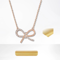 wholesale 18K Gold Bow Set with Lab-Grown Diamonds Sweet Gold Necklace Lucky Series Rose Gold K Gold Necklace for Women-0-0