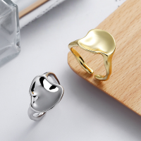 wholesale S925 Sterling Silver Irregular Abstract Open Ring Bowl CutoutIns-DJ1080/white gold, approximately 3.7g Adjustable opening