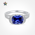 wholesale S925 Sterling Silver French New Style Women's Ring with Tanzanite Gemstone Inlay, Fashionable and Versatile Design-0-0