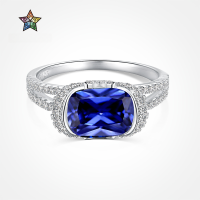 wholesale S925 Sterling Silver French New Style Women's Ring with Tanzanite Gemstone Inlay, Fashionable and Versatile Design-Platinum DY120905-SW-BA 8