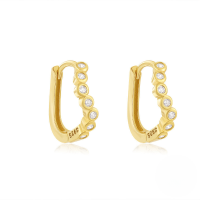 wholesale S925 Sterling Silver Double-layer Zircon And Opal Four-pointed Star Ear Hoop Ear Climber Earrings-Gold#5 925 silver