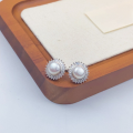wholesale S925 Sterling Silver Sunflower Freshwater Pearl Earrings, Fashionable, Elegant, and Minimalist Design with a Premium Feel-0-2
