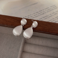 wholesale S925 Sterling Silver Drop-shaped Matte Stud Earrings for Women, Spring-Summer New Ins Minimalist French-style Earrings-0-3
