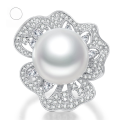 wholesale S925 Silver New Pearl Ring 14mm Shell Pearl Ring for Women, Elegant and Goddess-like Style-0-0