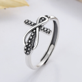 wholesale S925 Sterling Silver Retro Vintage Pattern 8-Figure Cross Creative Punk Style Trendy Adjustable Ring-0-0