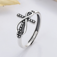 wholesale S925 Sterling Silver Retro Vintage Pattern 8-Figure Cross Creative Punk Style Trendy Adjustable Ring-YFJ643/approx. 2.5g Adjustable opening