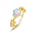wholesale S925 Sterling Silver New Fashionable and Popular Opal Ring Adjustable Open Ring for One-Click Dropshipping-0-0