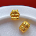 wholesale Metal material placed at the beginning: Gold-plated 925 ancient silver fittings with engraved "See no evil, hear no evil, speak no evil, think no evil" cat beads, including spacer beads, waist beads, and top beads for DIY-0-5