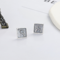 wholesale S925 Sterling Silver Retro Ethnic Ancient Style Minimalist Joy Earrings with Auspicious Meaning Creative Design Studs for Men and Women-479RM/approx. 1.9g/pair 925 silver