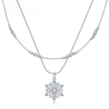 wholesale S925 sterling silver new European and American snowflake necklace for women, double-layer stackable necklace, ins-style Christmas gift, wholesale from manufacturer-0-4