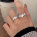 wholesale S925 Sterling Silver Minimalist Open Adjustable Letter Ring for Women, Korean Spring and Summer New Ins Trend Understated Band-0-2