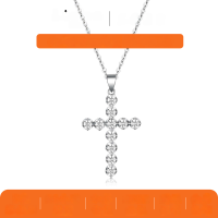 wholesale S925 Silver Round Cross Pendant Necklace with Moissanite for Women, Ready to Ship for Cross-Border Hot Sales and Wholesale-Gold 2.5mm Moissanite (with certificate) &gt; 925 silver