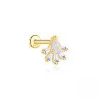 wholesale S925 Sterling Silver Zircon-studded Fringe Flat Helix Cartilage Earrings, Popular In Europe And America, High-end Opal Jewelry-Single gold #9