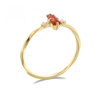 wholesale 9K Gold Japanese Light Luxury Jewelry, Ultra-Thin and Exquisite Minimalist Ripple Red Garnet Ring for Women-Simple Ripple Red Pomegranate Moissanite Ring 15