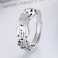 wholesale Metal S925 Sterling Silver Retro Vintage Creative Hollow-Out Lettering Ring, Unisex Fashion Trend Versatile Band-0-1