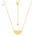 wholesale S925 Gold-Plated Japanese New Retro Lace Geometric Champagne Pendant Necklace Collarbone Chain Wholesale-0-0