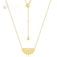 wholesale S925 Gold-Plated Japanese New Retro Lace Geometric Champagne Pendant Necklace Collarbone Chain Wholesale-925 silver