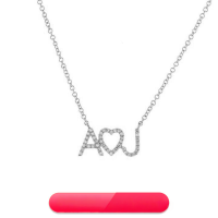 wholesale Metal initial letter heart-shaped diamond-encrusted personalized elegant collarbone chain, ins influencer-style necklace-Yellow>Copper