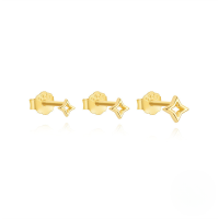 wholesale S925 Sterling Silver Hexagram Bow Knot Zircon Accented Minimalist Layered Stud Earring Set-3 pieces set#2 925 silver