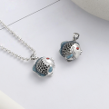 wholesale S925 Sterling Silver Retro Antique Crafted Exquisite Chubby Fish Pendant, Cute DuDu Fish Matching Pendant-0-1