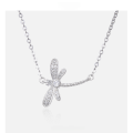 wholesale S925 sterling silver and zirconia elegant and fresh Korean-style cute little dragonfly pendant necklace for women-0-1